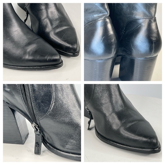 Kelsi Dagger Boots Black Leather Stacked Heel Side Zipper Classic Career 19 - Picture 12 of 13